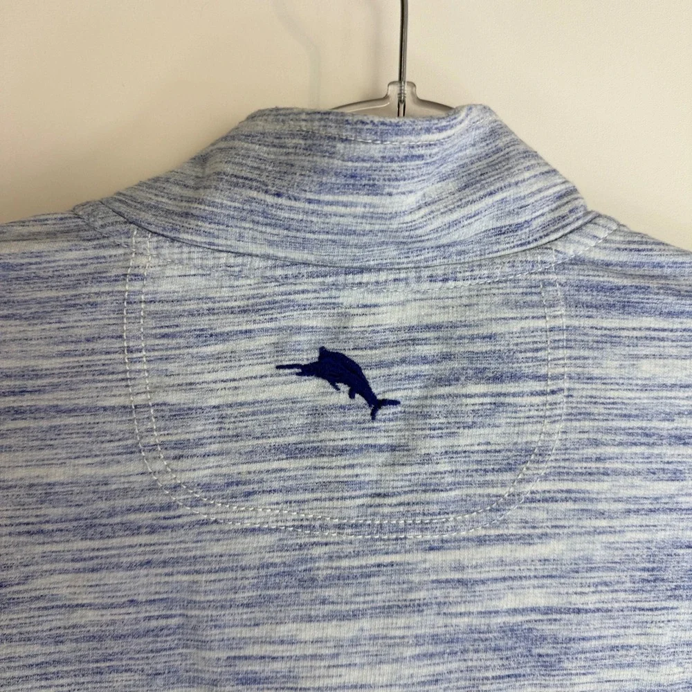 Tommy Bahama Pullover Sweater Mens Medium Blue Space-Dye Quarter-Zip Slub Knit